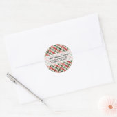 Sticker Rond Amusant Plaid Rouge Vert Noël Écriture Script Pers (Enveloppe)
