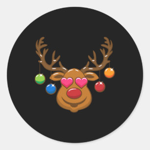 Sticker Rond Amusant Reindeer tenue de Noël Famille Enfants Gar