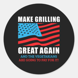 Sticker Rond Amusant Rendre Grillant À Nouveau Trump Bbq Pit Ma