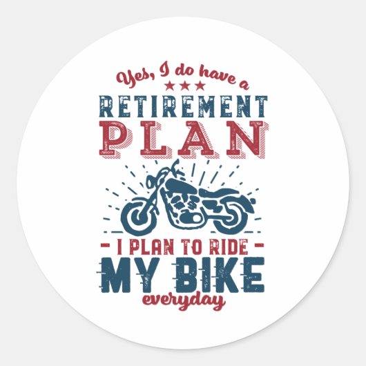 Sticker Rond Amusant Retraité Vélo Plan de Retraite Voyage Mon (Devant)