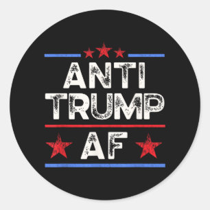 Sticker Rond Amusant Rétro Anti-Trump Af, Anti-Fascisme, Pro Hu