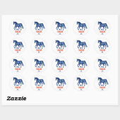 Sticker Rond Amusant Rustique Bleu Rouge Cheval Pony Occident A (Feuille)