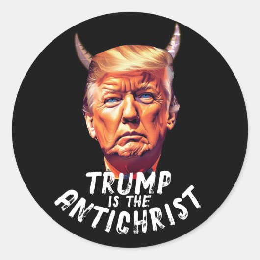 Sticker Rond Amusant Trump Antichrist (Devant)