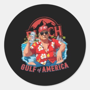 Sticker Rond Amusant Trump Chemise Golfe Des États-Unis Amériqu