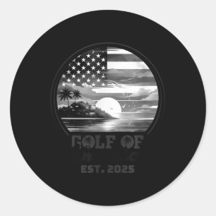 Sticker Rond Amusante Amérique des Etats-Unis Chemise Golfe des