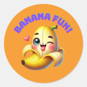 Sticker Rond Amusante conception de l'écriture banane pour Gi a