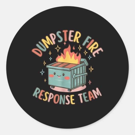 Sticker Rond Amusante équipe d'intervention incendie de Dumpste (Devant)