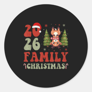 Sticker Rond Amusante famille Noël 2026 Reindeer Xmas Correspon