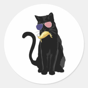 Sticker Rond Amusante Femme Sans Chat Avec Trump Votez Kama