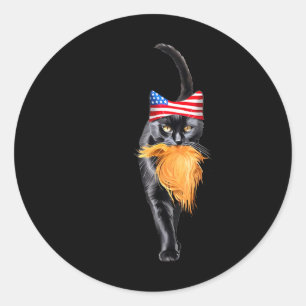 Sticker Rond Amusante Femme Sans Chat Avec Trump Votez Kama