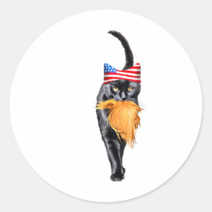 Sticker Rond Amusante Femme Sans Chat Avec Trump Votez Kama