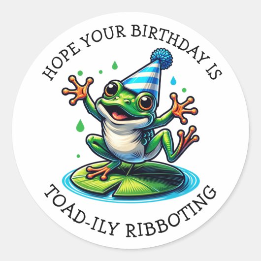 Sticker Rond Amusante Grenouille à thème Anniversaire (Devant)
