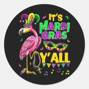 Sticker Rond Amusante idée de fête carnavalesque Flamant rose M