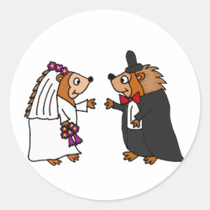 Sticker Rond Amusante mariée et Mariage de chambre Hérisson