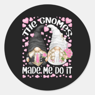 Sticker Rond Amusante Mariée Mariage Et Groom Motif Les Gnomes