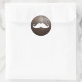 Sticker Rond Amusante Moustache blanche sur arrière - plan en b (Sac)