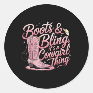 Sticker Rond Amusante Petite Femme Botte Et Lire C'Est Une Chos