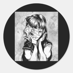 Sticker Rond Amusants Déplaisant Horreur Manga Anime Femme Yeux