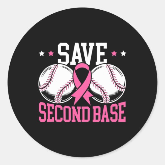 Sticker Rond Amusants Économisez 2e Base de Baseball joueur Can (Devant)
