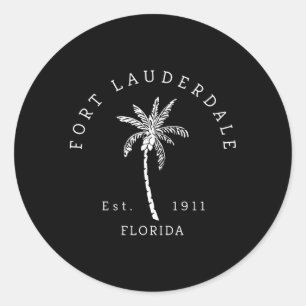 Sticker Rond Amusants Fort Lauderdale Fl Beach Novelty Palm Tre