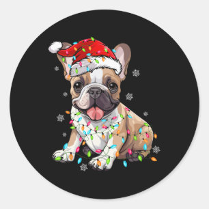 Sticker Rond Amusants Français Chien Chien Chien Arbre Lumières