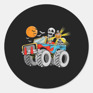 Sticker Rond Amusants Halloween Squelette Monstre camion Enfant