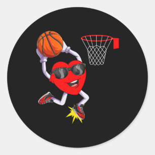 Sticker Rond Amusants Heart Dunking Basketball Sport Amateurs V
