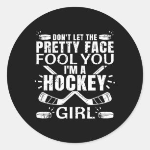 Sticker Rond Amusants Hockey Art Pour Femmes Filles Hockey Joue
