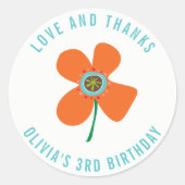 Sticker Rond Amusants Orange Daisy Pop Fête d'Anniversaire Fill (Devant)