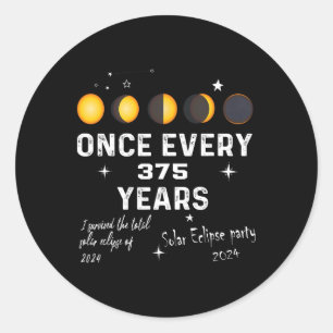 Sticker Rond Amusants Total Éclipse Solaire 8 avril 2024 Astron