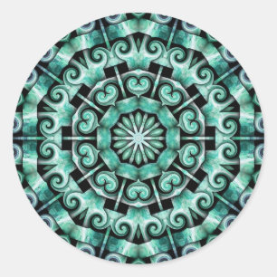 Sticker Rond Amusants Turquoises et noirs