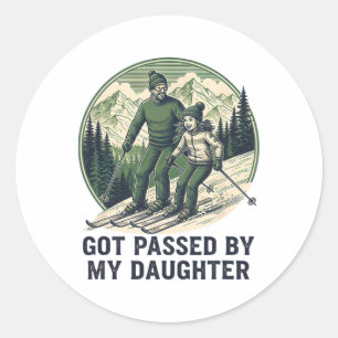 Sticker Rond Amusement de ski avec ma fille qui m'a donné un co