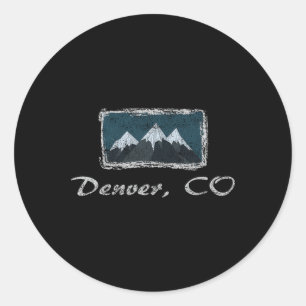 Sticker Rond Amusement de ski d'hiver à Denver Colorado vintage
