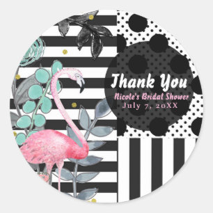 Sticker Rond Amusement Faveur de Fête de Tache Rose de Flamant
