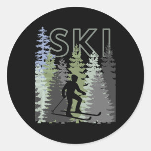Sticker Rond Amusement Mountain Adventure Ski Squad Winter Spor