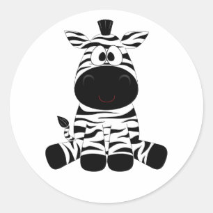 Sticker Rond Amusement noir et blanc de zèbre de bébé