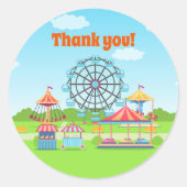 Sticker Rond Amusement Park Funfair Chilthday Party (Devant)