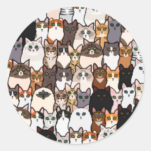 Sticker Rond Amusez tant de chats et de chatons Collage