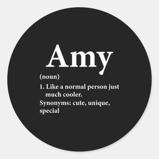 Sticker Rond Amy Name Definition Funny D (Devant)