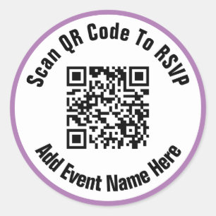 Sticker Rond Analyser le code QR à l'événement RSVP Black White