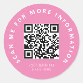 Sticker Rond Analyser le code QR rose (Devant)
