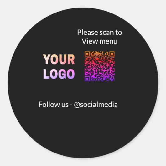 Sticker Rond Analyser pour afficher le menu restaurant hôtel QR (Devant)