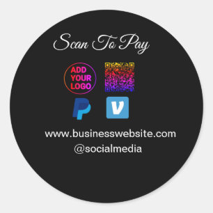 Sticker Rond analyser pour payer ajouter le logo q r code paypa