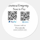 Sticker Rond Analyser pour payer q r code paypal venmo ajouter  (Devant)