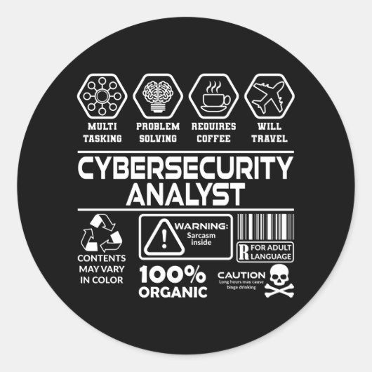 Sticker Rond Analyste de cybersécurité (Devant)