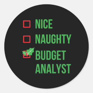 Sticker Rond Analyste du budget Funny Pajama cadeau de Noël