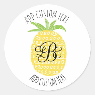 Sticker Rond Ananas à main géant monogrammé