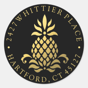 Sticker Rond Ananas   Adresse avec initiales