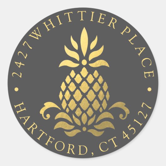 Sticker Rond Ananas | Adresse avec initiales (Devant)