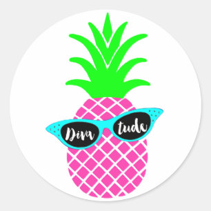 Sticker Rond Ananas avec "DIVAtude"